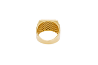 14KT Gold Ring Men's Square Onyx St. Jude White CZ Top Stones Side Design 3D Diamond Column Shape