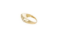 14KT Gold Ring Men's Diamond Shape Ring Outline White CZ Stones Inside Each Facet Plain Band