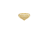 14KT Gold Ring Men's Diamond Shape Ring Outline White CZ Stones Inside Each Facet Plain Band