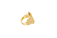14KT Gold Ring Men's Fanned Playing Cards Shape "Full House Hearts" Nugget Print Band
