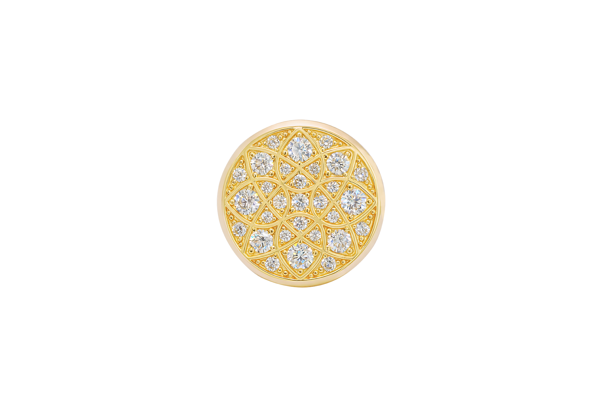 14KT Gold Ring Men's Jumbo Rosetta with White CZ Stones and Floral Print Band Design
