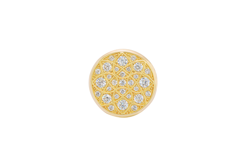 14KT Gold Ring Men's Jumbo Rosetta with White CZ Stones and Floral Print Band Design