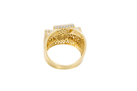 14K Gold Ring Men's Malverde Maltese Cross with White CZ Stones Band Design White CZ Stones