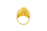 14KT Gold Ring Men's Pineapple Skull with Green Oval CZ Stone Eyes