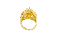 14KT Gold Ring Men's Pineapple Skull with Red Oval CZ Stone Eyes