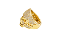 14KT Gold Ring Men's Punisher Skull with White CZ Stones on Face