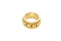 14KT Gold Ring Men's Band Mini Chino Spinner Greek