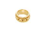 14KT Gold Ring Men's Band Mini Chino Spinner Greek