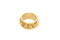 14KT Gold Ring Men's Band Mini Chino Spinner Greek with Name Plate