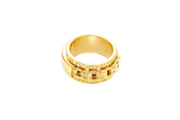 14KT Gold Ring Men's Band Mini Chino Spinner Greek with Name Plate