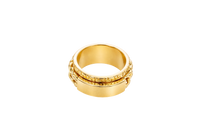 14KT Gold Ring Men's Band Mini Chino Spinner Greek with Name Plate