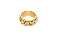 14KT Gold Ring Men's Band Mini Chino Spinner Greek with Name Plate