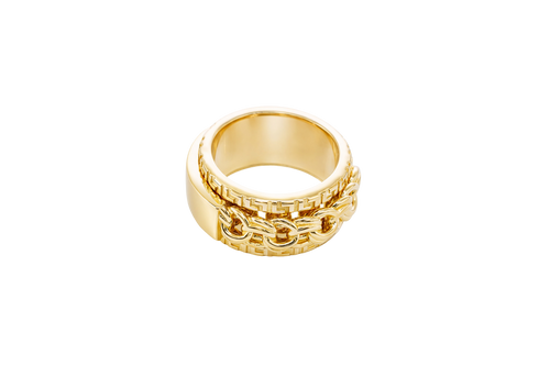 14KT Gold Ring Men's Band Jumbo Chino Spinner Greek with Name Plate