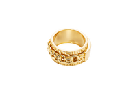 14KT Gold Ring Men's Band Jumbo Chino Spinner Greek with Name Plate