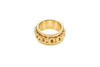 14KT Gold Ring Men's Band Jumbo Chino Spinner Greek Border
