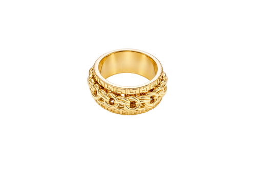 14KT Gold Ring Men's Band Jumbo Chino Spinner Greek Border