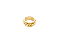 14KT Gold Ring Men's Band Jumbo Cuban Spinner Greek Border