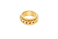 14KT Gold Ring Men's Band Jumbo Cuban Spinner Greek Border Plain Name Plate