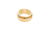 14KT Gold Ring Men's Band Jumbo Cuban Spinner Greek Border Plain Name Plate
