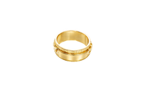 14KT Gold Ring Men's Band Mini Cuban Spinner Greek Border with Plain Name Plate