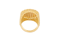 14KT Gold Ring Men's Round St. Barbara Wreath Border White CZ Stones Leaf Pattern on Shank (Two White CZ Stones in each Leaf)