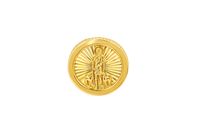 14KT Gold Ring Men's Round St. Lazarus Plain Border Coin with Double Row of White CZ Stones Sides