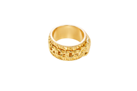 14KT Gold Ring Men's Band St. Jude Chino Link Spinner with Greek Border