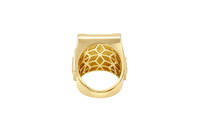 14KT Gold Ring Men's Two Tone Rectangle Raised St. Jude Greek Border Band Design St. Jude Portrait Plain Border