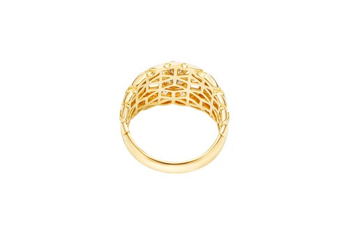 14KT Gold Ring Men's Round Raised St. Jude Center with White CZ Baguette Stones Background Plain Border Side Design Nugget