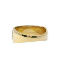 14KT Gold Ring Women's Band Wide Triple Row of White CZ Stones and Plain Borders