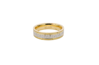 14KT Gold Ring Unisex Solid Two Tone Greek Center with Designer Screw Border