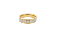 14KT Gold Ring Unisex Solid Two Tone Greek Center with Designer Screw Border