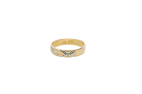 14KT Gold Ring Unisex Solid Six Two Tone 4 Petal Etched Flowers