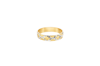 14KT Gold Ring Unisex Solid Six Two Tone 4 Petal Etched Flowers