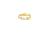 14KT Gold Ring Unisex Solid Six Two Tone 4 Petal Etched Flowers