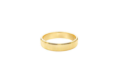 14KT Gold Ring Unisex Solid Currency Edge Band