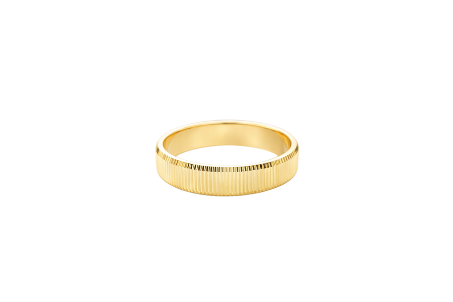 14KT Gold Ring Unisex Solid Currency Edge Band