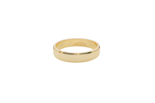 14KT Gold Ring Unisex Solid Currency Edge Band
