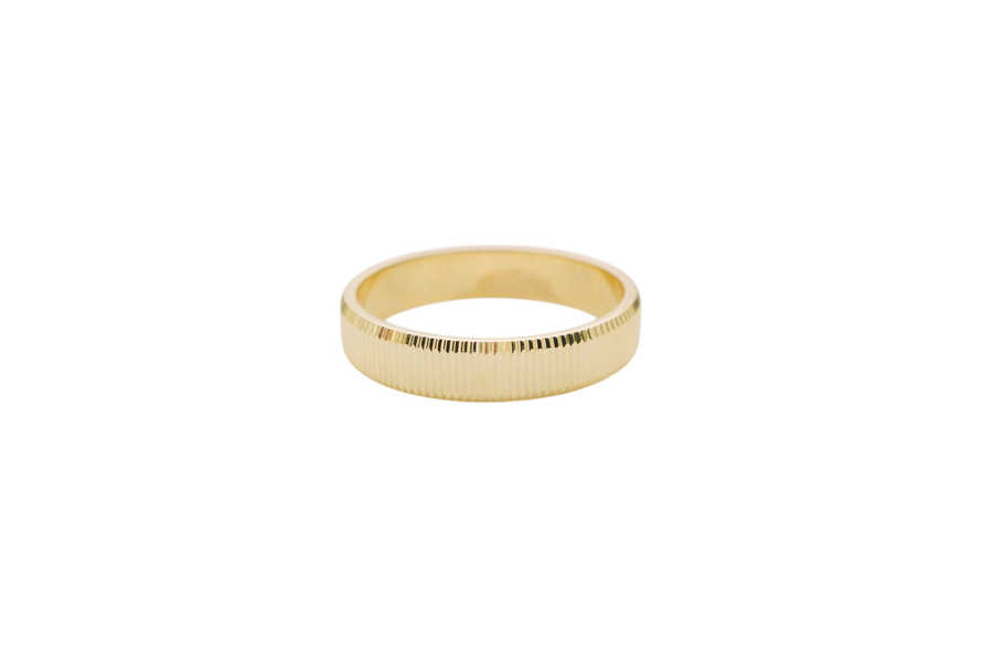 14KT Gold Ring Unisex Solid Currency Edge Band