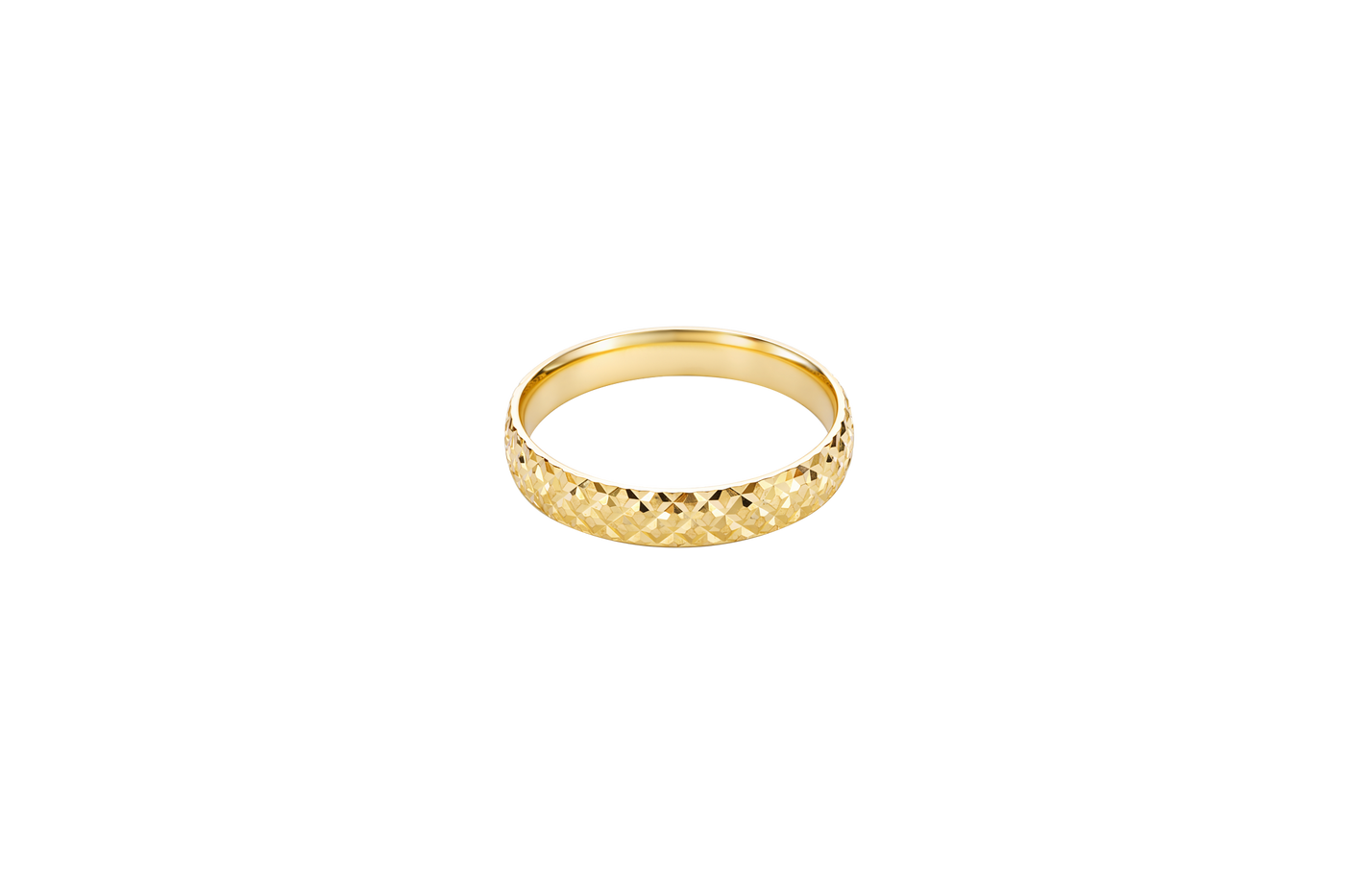 14KT Gold Ring Unisex Solid Diamond Cut Band
