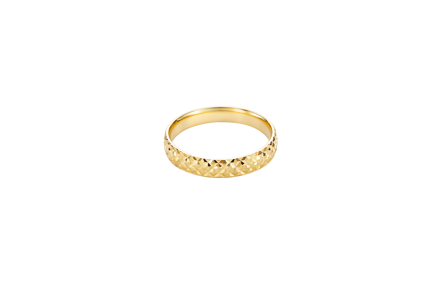 14KT Gold Ring Unisex Solid Diamond Cut Band