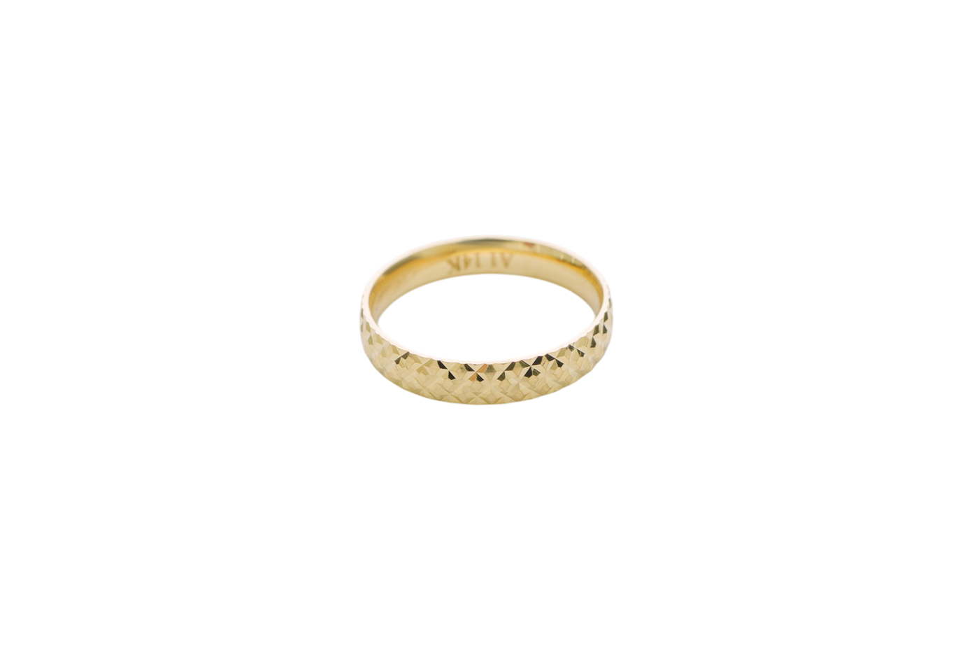 14KT Gold Ring Unisex Solid Diamond Cut Band