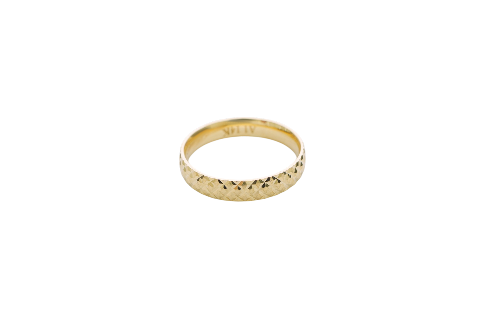 14KT Gold Ring Unisex Solid Diamond Cut Band