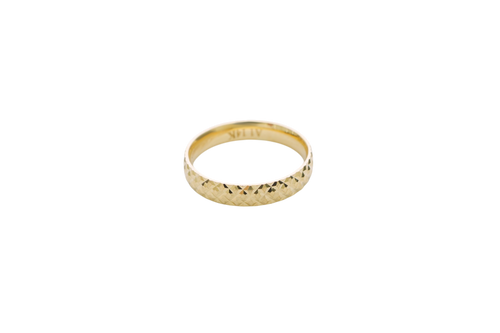 14KT Gold Ring Unisex Solid Diamond Cut Band