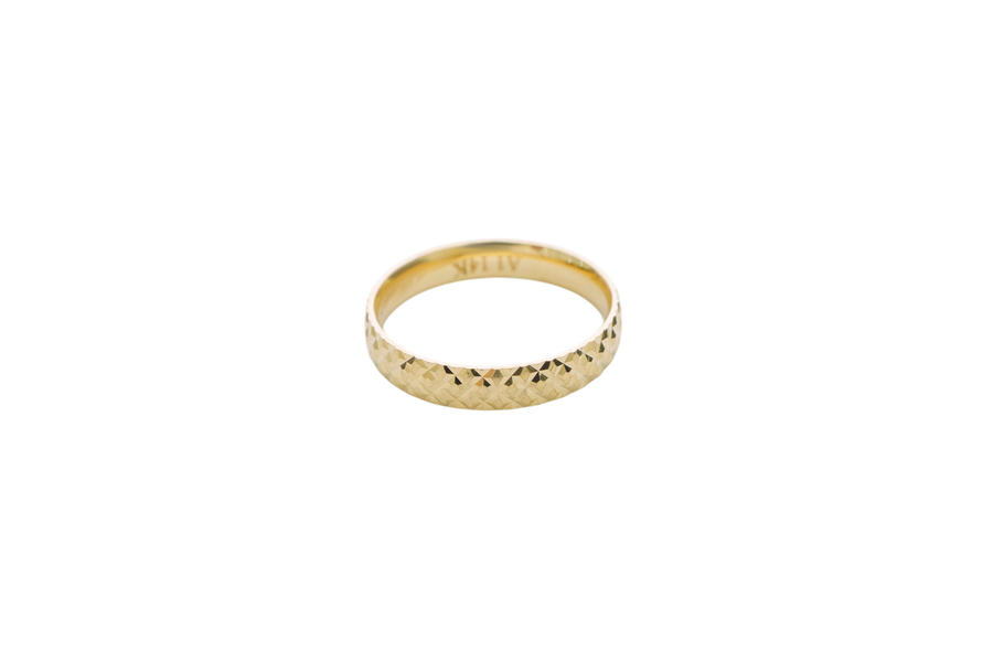14KT Gold Ring Unisex Solid Diamond Cut Band