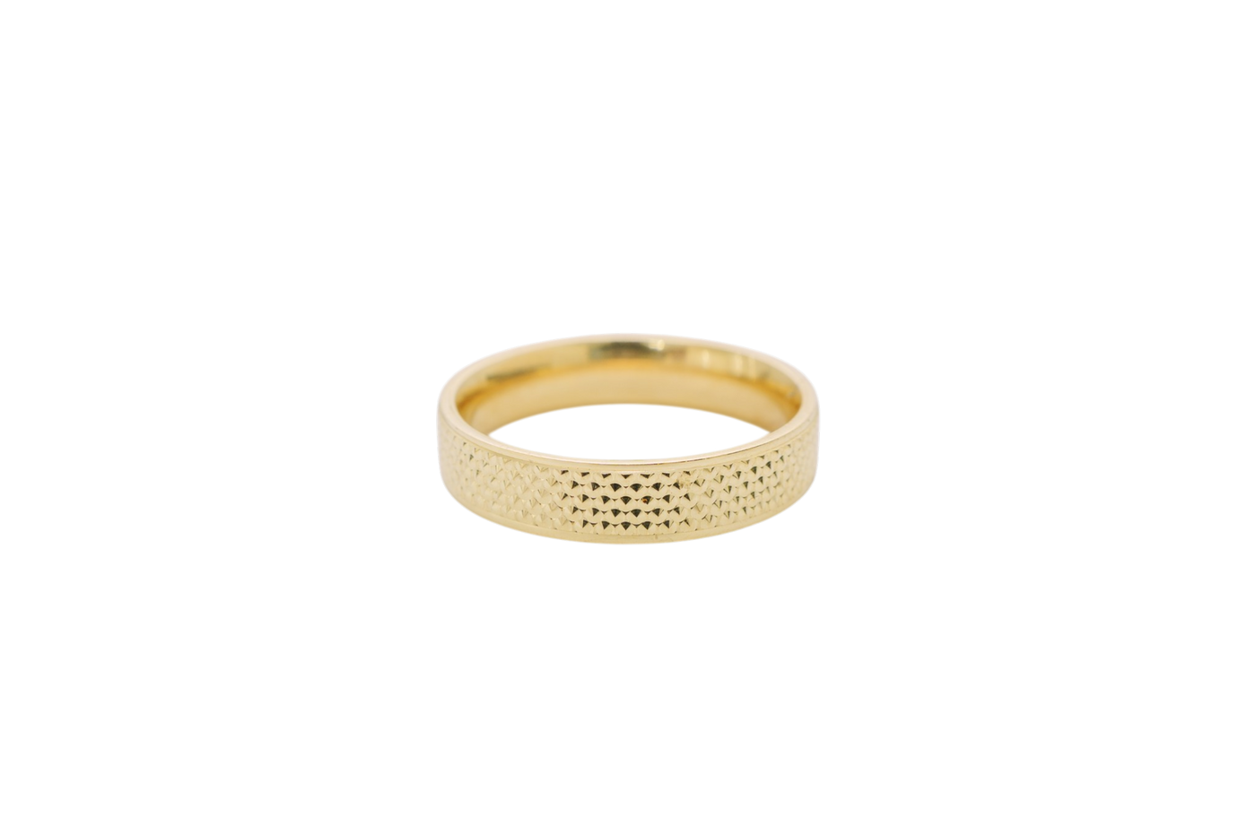 14KT Gold Ring Unisex Solid Diamond Cut File Pattern Band