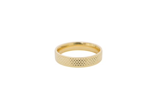 14KT Gold Ring Unisex Solid Diamond Cut File Pattern Band