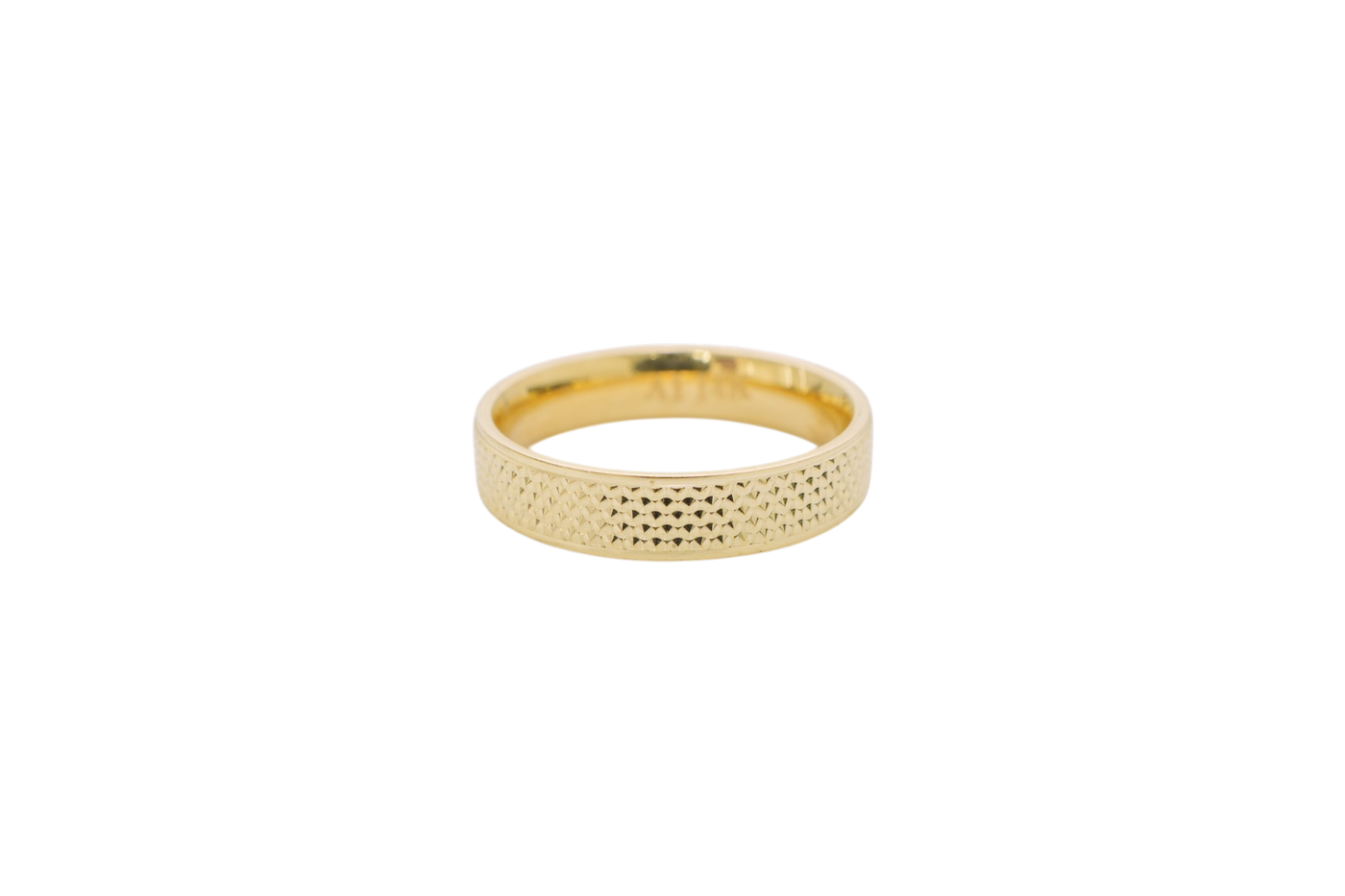 14KT Gold Ring Unisex Solid Diamond Cut File Pattern Band