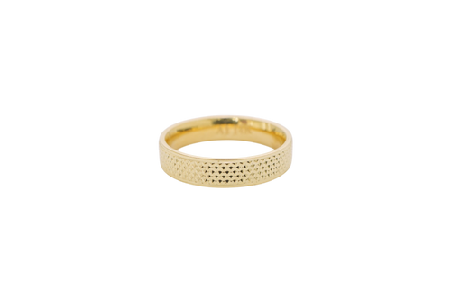 14KT Gold Ring Unisex Solid Diamond Cut File Pattern Band