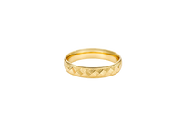 14KT Gold Ring Unisex Solid Parquet Print Plain Border Band